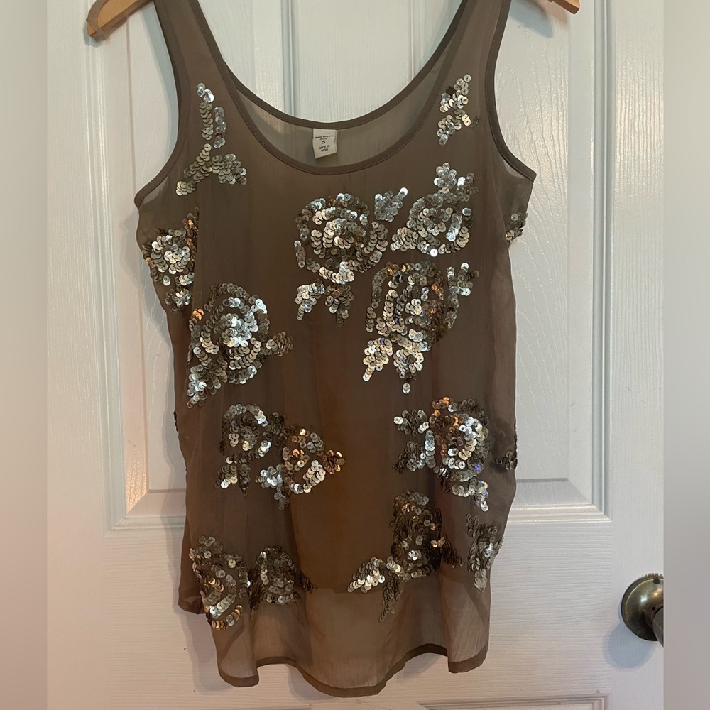 Old navy taupe and silver embellished tank top